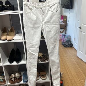 Express Classic White Denim Legging Pants